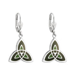 Pendientes con nudo celta de esmalte verde y rodio