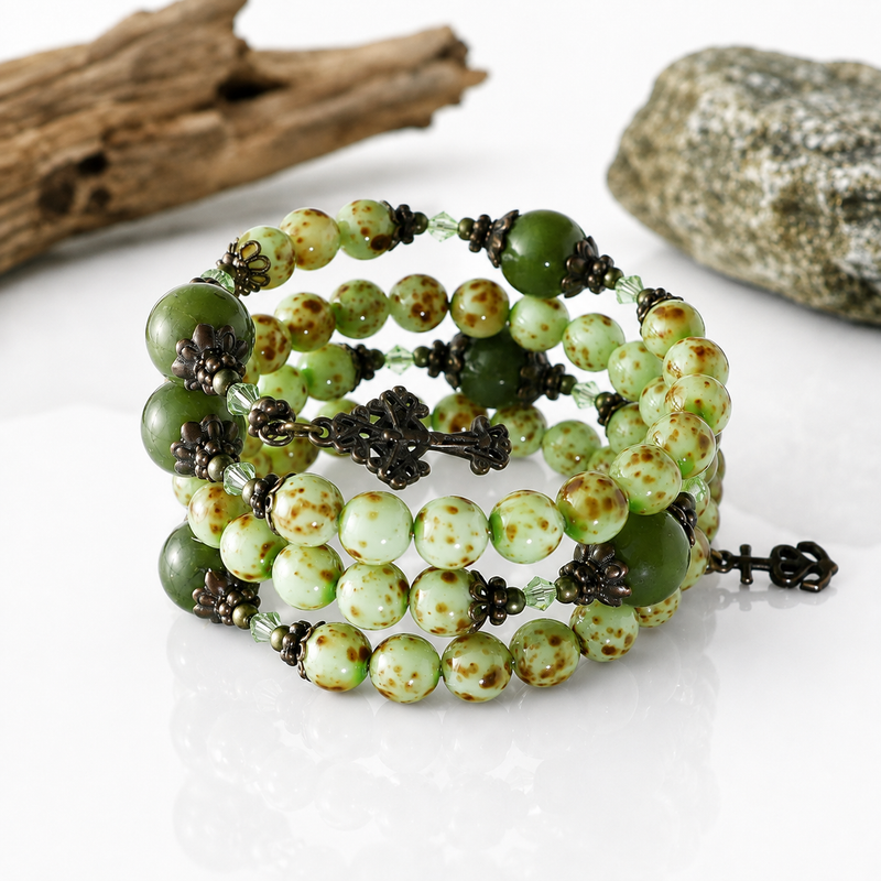 Connemara Marble Mint Green Rosary Coil Bracelet