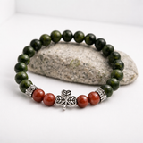 Connemara Marble and Red Carnelian Gemstone Stretch Bracelet