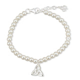 Pulsera con nudo celta de la trinidad con perlas y baño de rodio