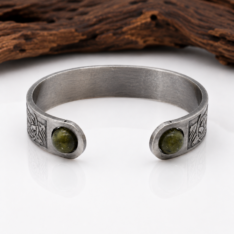 Connemara Marble Bead Silver Tone Bracelet