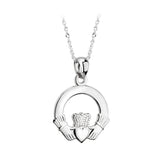14K White Gold Claddagh Pendant