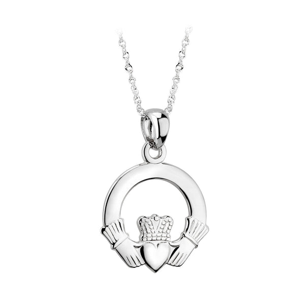 14K White Gold Claddagh Pendant