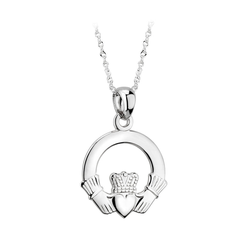 14K White Gold Claddagh Pendant