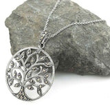 Sterling Silver Marcasite Tree of Life Necklace with Chain