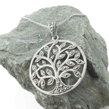Sterling Silver Marcasite Tree of Life Necklace with Chain