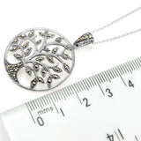 Sterling Silver Marcasite Tree of Life Necklace with Chain