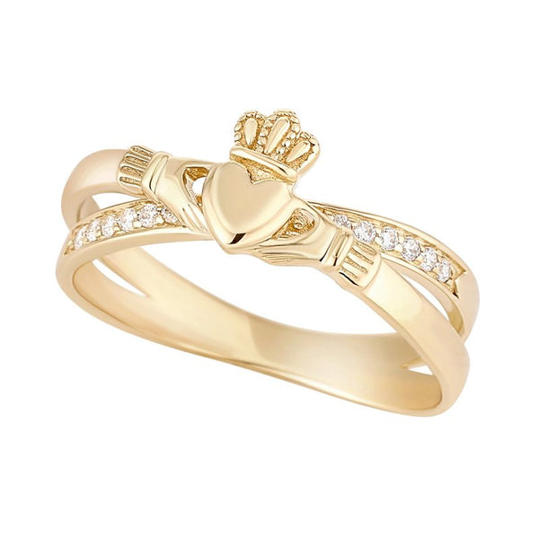 10 gold Claddagh crossover ring
