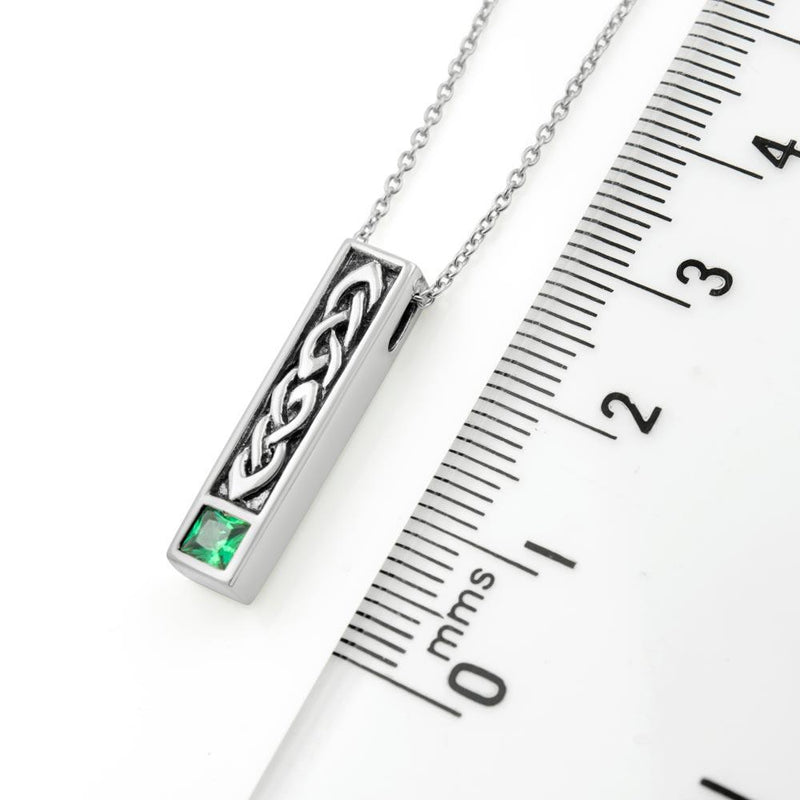 Sterling Silver Celtic Knot Necklace with Emerald