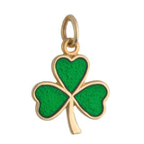 9K Gold Small Green Enamel Shamrock Charm