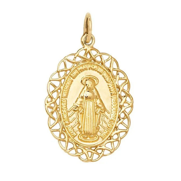 Medium 9K Miraculous Medal with Celtic Knotwork