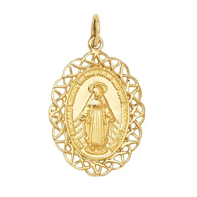 Medium 9K Miraculous Medal with Celtic Knotwork