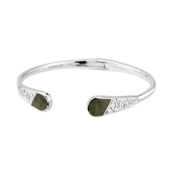 Silver Connemara Marble Trinity Knot Bangle