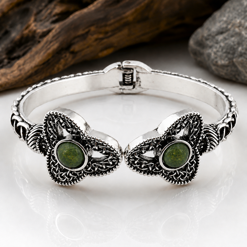 Connemara Marble Silver Plated Celtic Torc Bangle