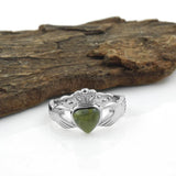 Silver Connemara Marble Claddagh Ring