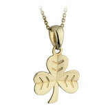 9K Gold Herringbone Shamrock Pendant