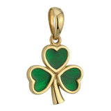 9K Gold Green Emerald Shamrock Charm