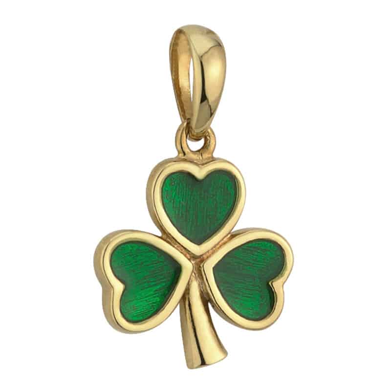 9K Gold Green Emerald Shamrock Charm