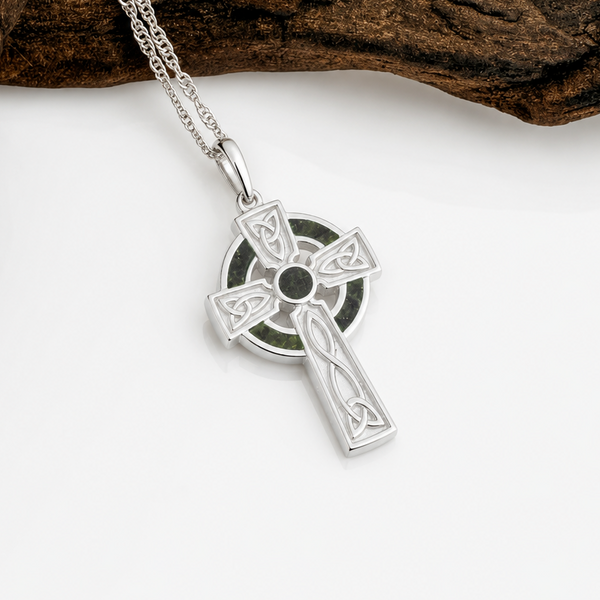 Silver & Connemara Marble Irish Cross