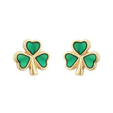 Gold Plated Enamel Shamrock Stud Earrings