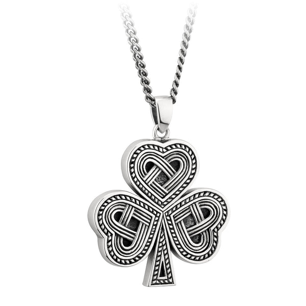 Silver Kids Shamrock Pendant Necklace