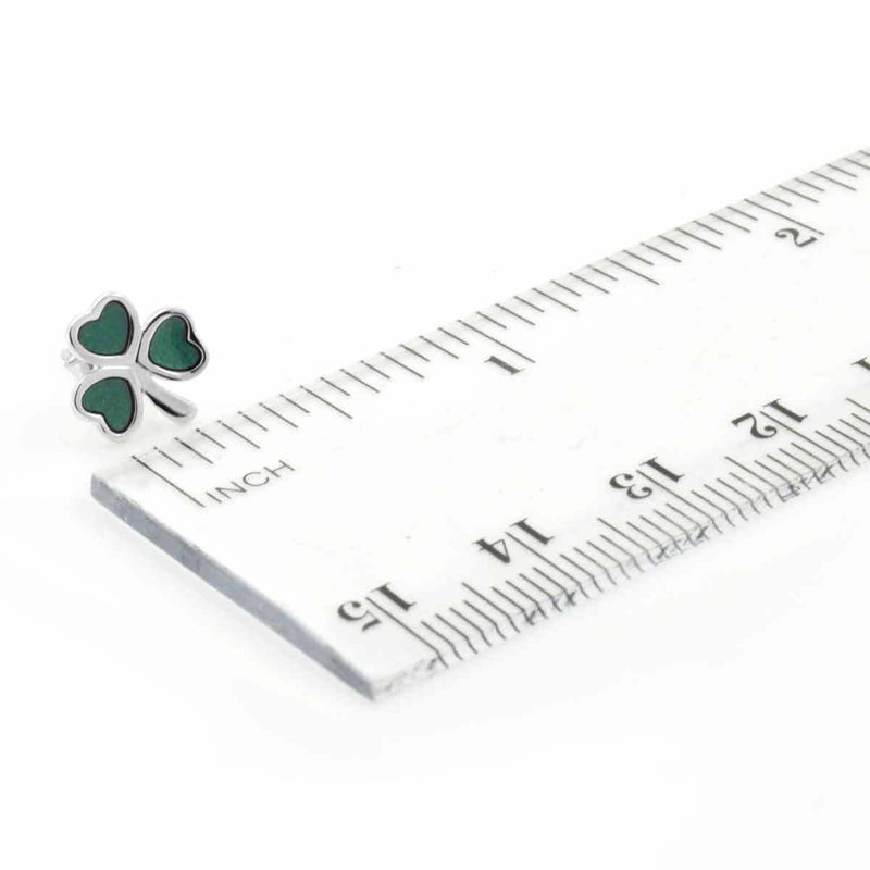Silver Small Enamel Shamrock Stud Earrings