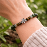 Irish Shamrock Bracelet with Connemara Marble and Brown Tigers Eye Gemstone