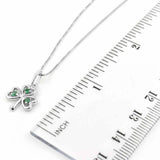 Sterling Silver Green Crystal Shamrock Pendant