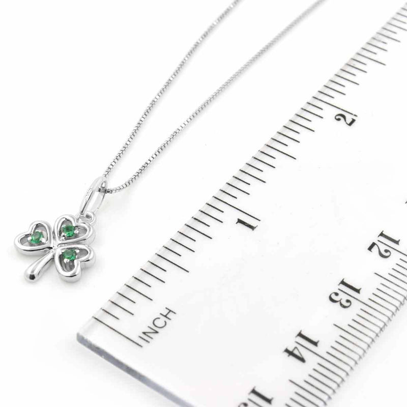Sterling Silver Green Crystal Shamrock Pendant