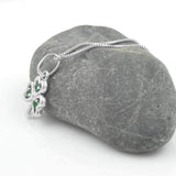 Sterling Silver Green Crystal Shamrock Pendant