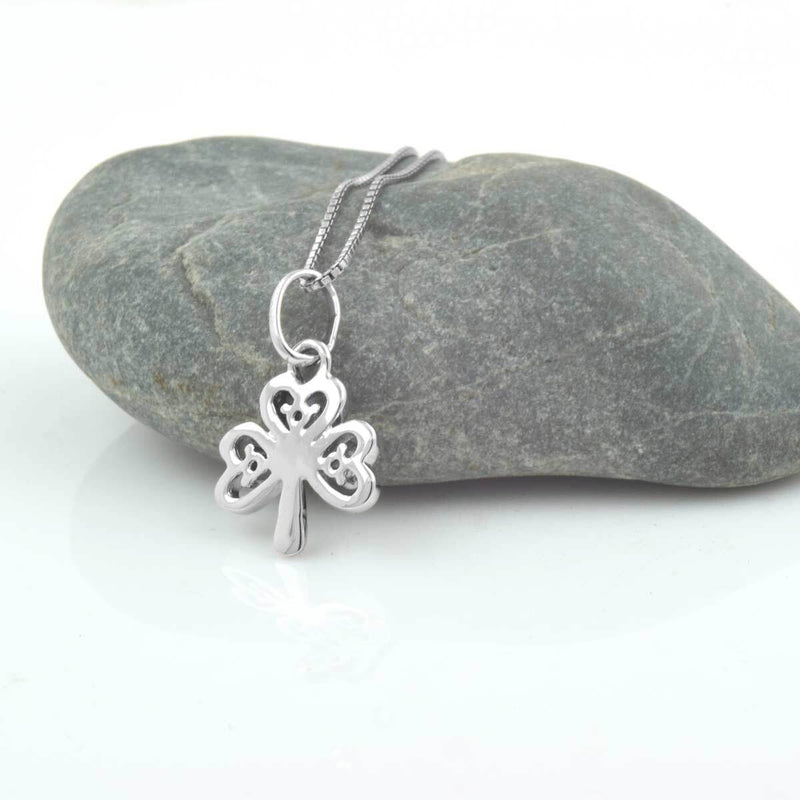 Sterling Silver Green Crystal Shamrock Pendant