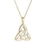 18K GOLD DIA LARGE TRINITY KNOT PENDANT ON 18-INCH FLAT CURB CHAIN 18K GOLD DIA LARGE TRINITY KNOT PENDANT ON 18-INCH FLAT CURB CHAIN