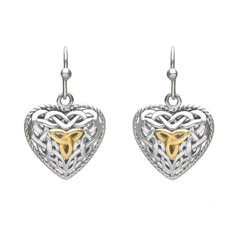 Pendientes de corazón con nudo celta de oro