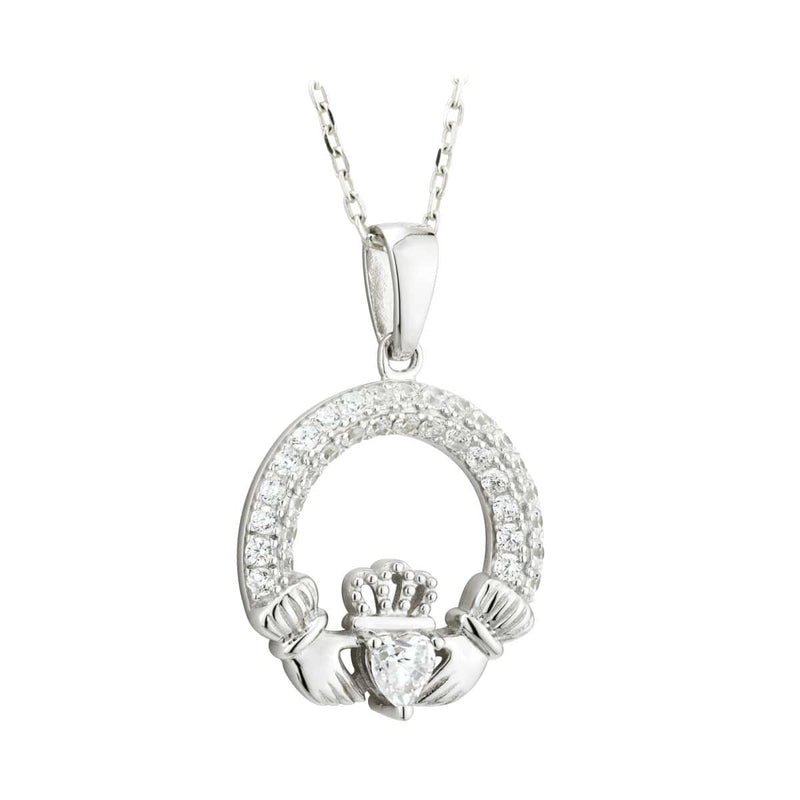 april birthstone claddagh pendant