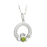 august birthstone claddagh pendant