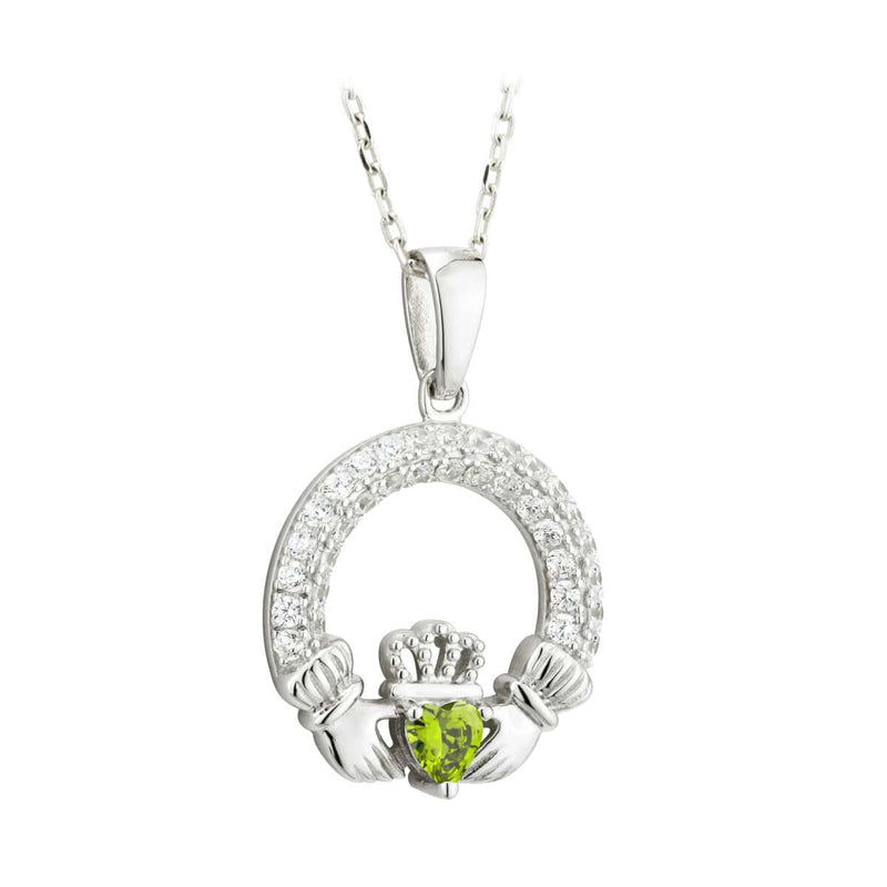 august birthstone claddagh pendant
