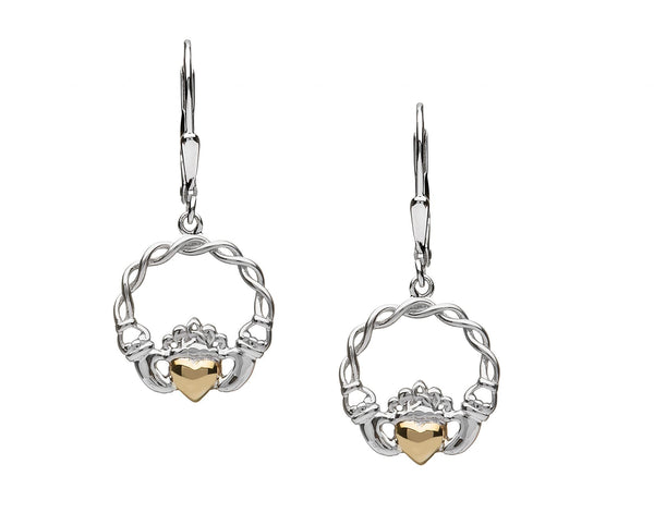 Pendientes Claddagh con corazón de oro