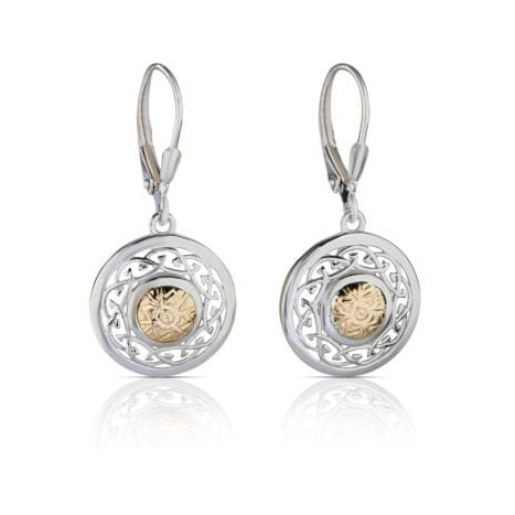 Pendientes Solsticio Nudo Celta con Cuenta de Oro de 18K