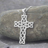 White Gold or Silver Filigree Celtic Cross