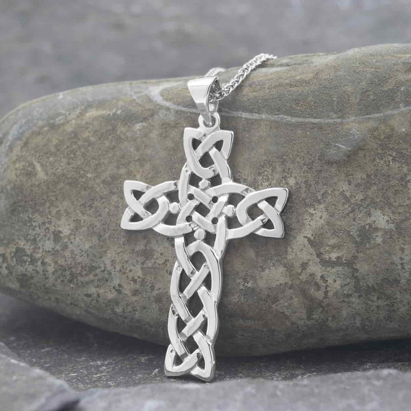 White Gold or Silver Filigree Celtic Cross