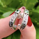Celtic Knot Irish Earrings with Emerald, Irish Jewelry, Celtic Jewelry