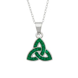 Sterling Silver Trinity Knot Necklace with Green Cubic Zirconia