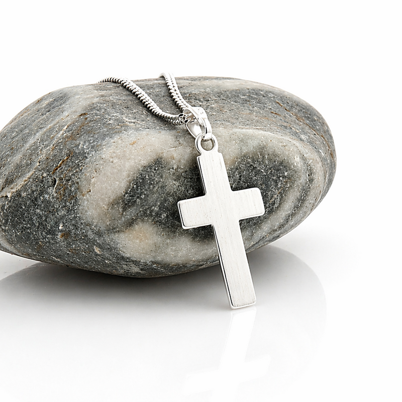 Sterling Silver Cross Brushed Centre