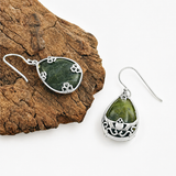 Connemara Marble Silver Claddagh Basket Earrings