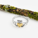 Sterling Silver Claddagh Ring with 10K Gold Heart