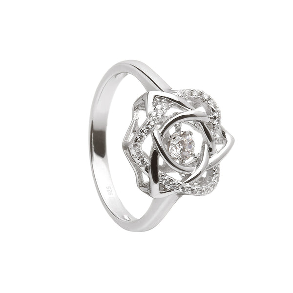 Silver Dancing Stone Ring – Trinity & Heart