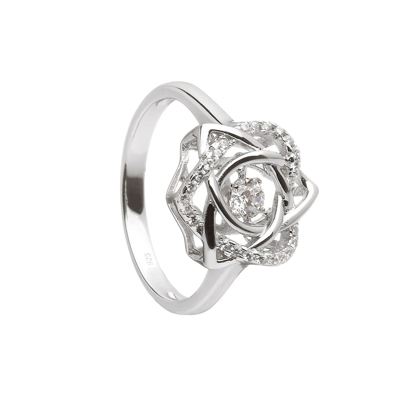 Silver Dancing Stone Ring – Trinity & Heart
