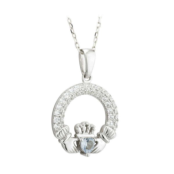 december birthstone claddagh pendant