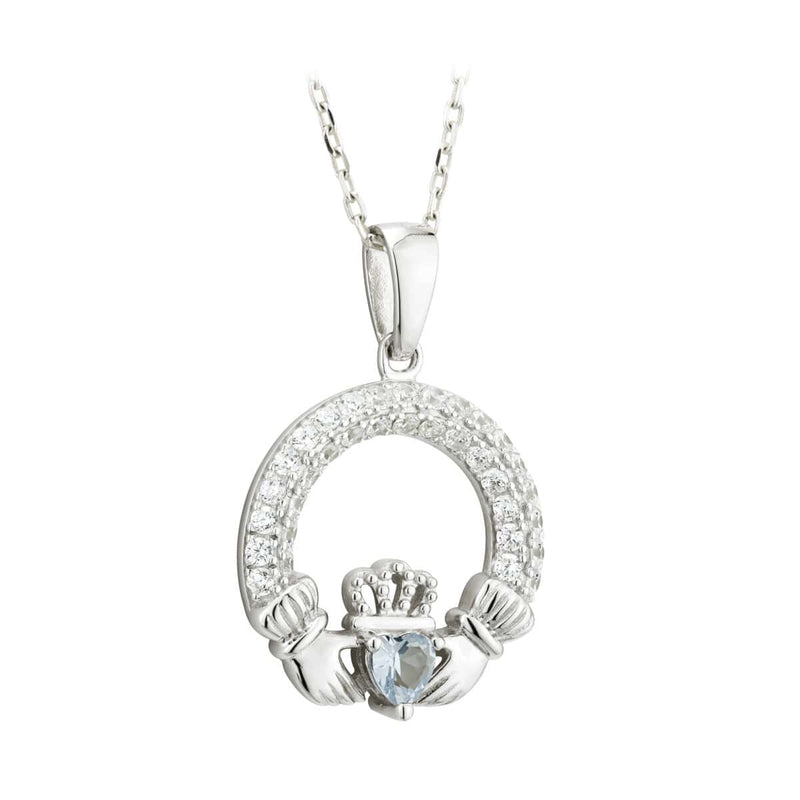 december birthstone claddagh pendant