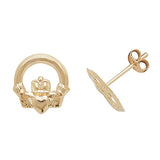 Small 9k Gold Claddagh Stud Earrings